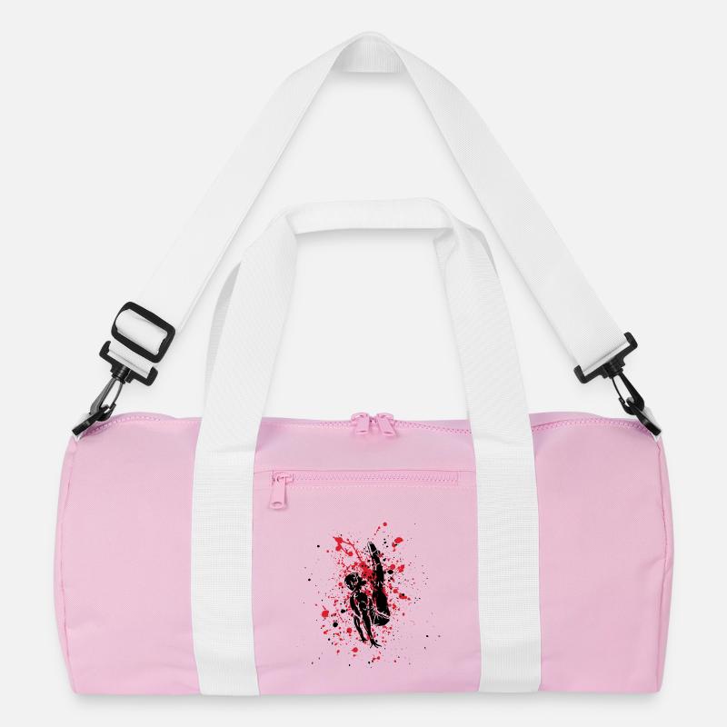 Rote Turnerin auf schwarzem Hintergrund - Recycelte Duffel Bag - Rosa/Weiß