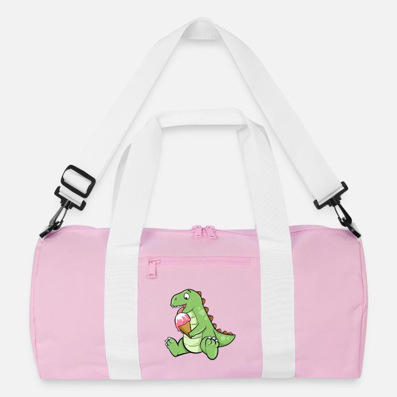 Eiscreme Dino Erdbeereis Dinosaurier T-Rex Saurier - Recycelte Duffel Bag - Rosa/Weiß