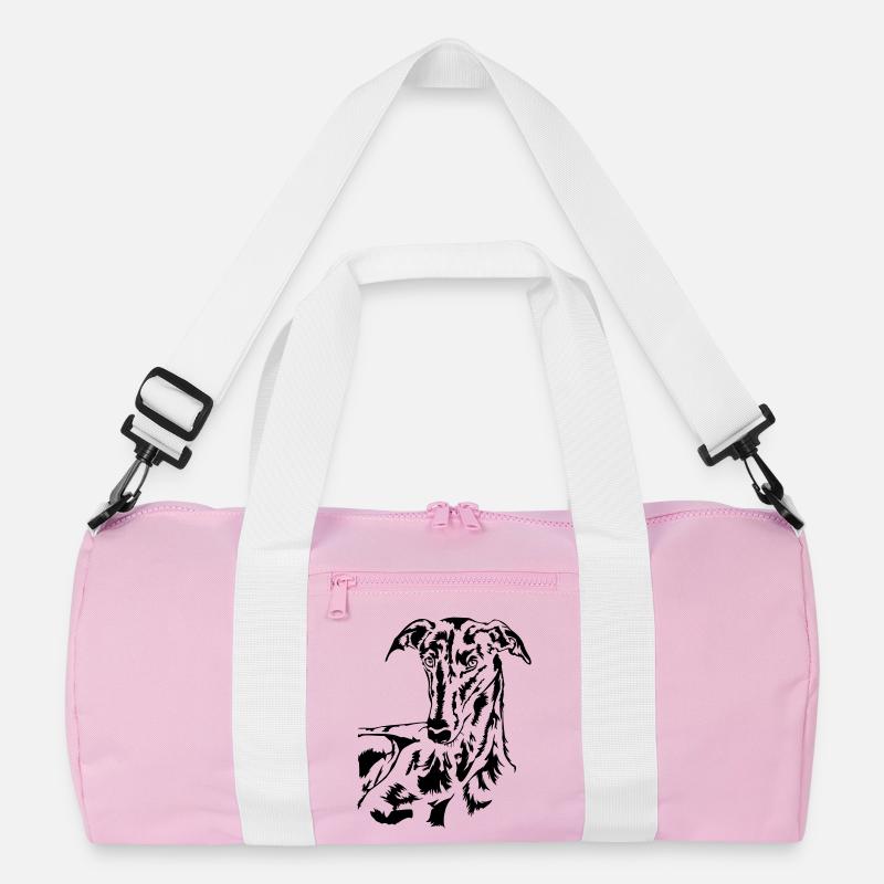 Galgo Kopf - Recycelte Duffel Bag - Rosa/Weiß