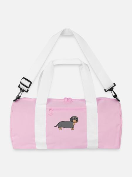 Dackel - Recycelte Duffle Bag - Rosa/Weiß