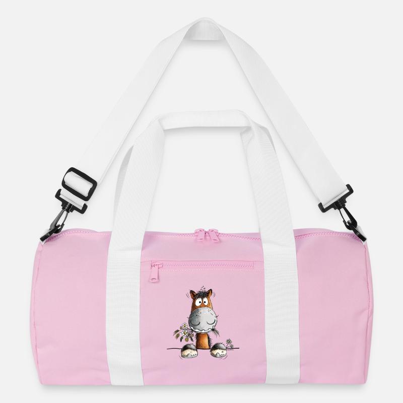 Happy Pferd Mit Blumen Geburtstag - Recycelte Duffel Bag - Rosa/Weiß