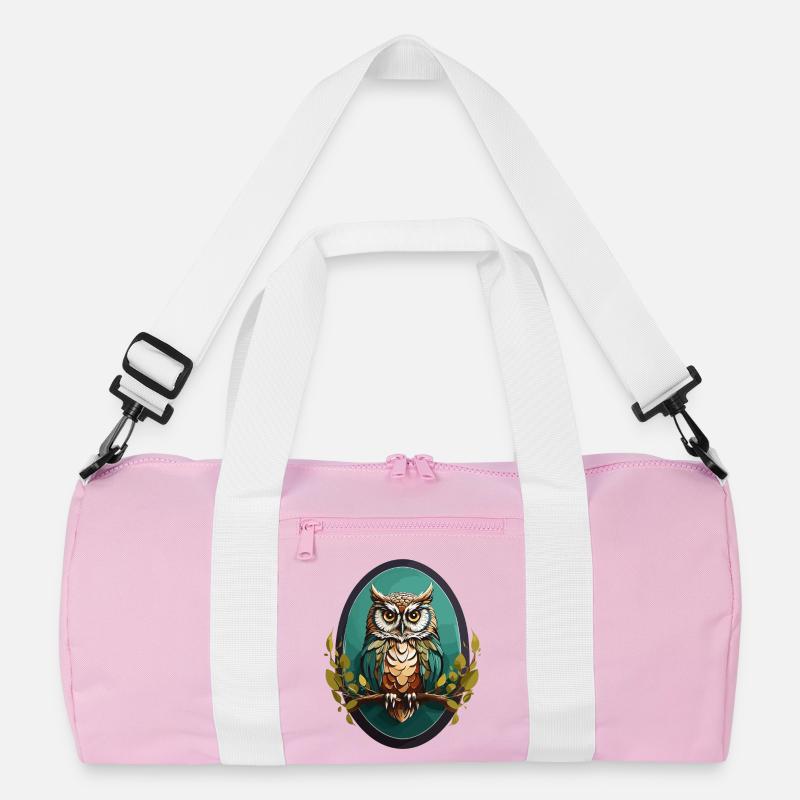 Eule - Recycelte Duffel Bag - Rosa/Weiß