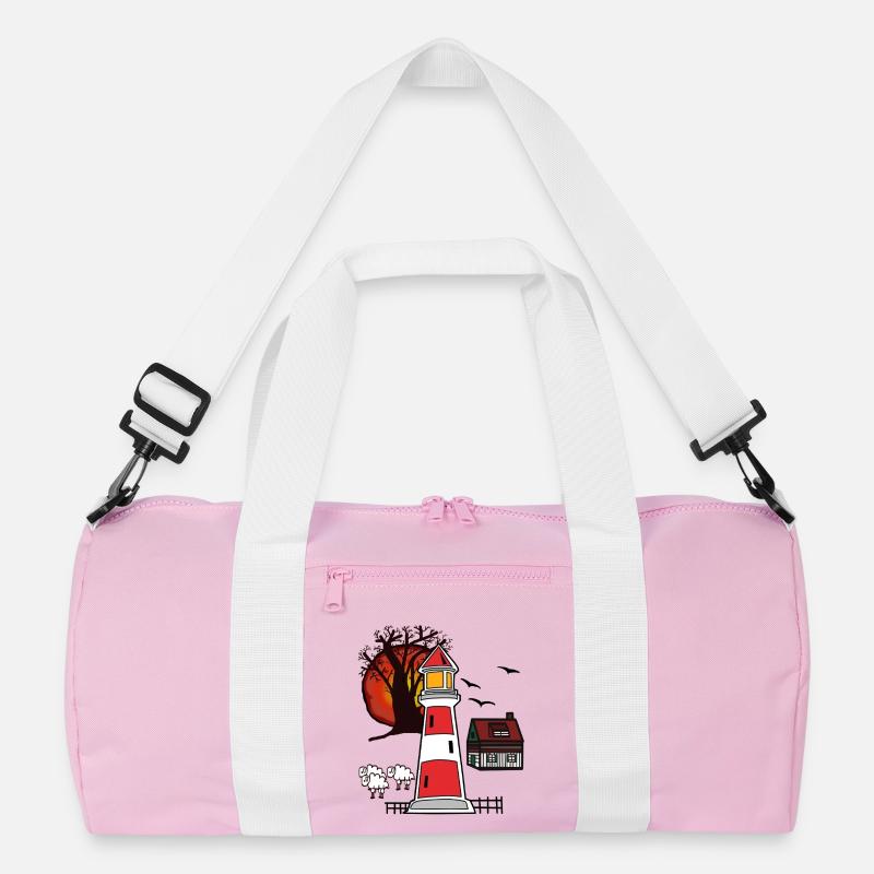 Leuchtturm Nordsee Ostsee Küste maritim - Recycelte Duffel Bag - Rosa/Weiß