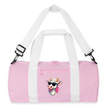 Se détendre avec des lunettes de soleil vache - Sac de sport recyclé - rose/blanc - Devant