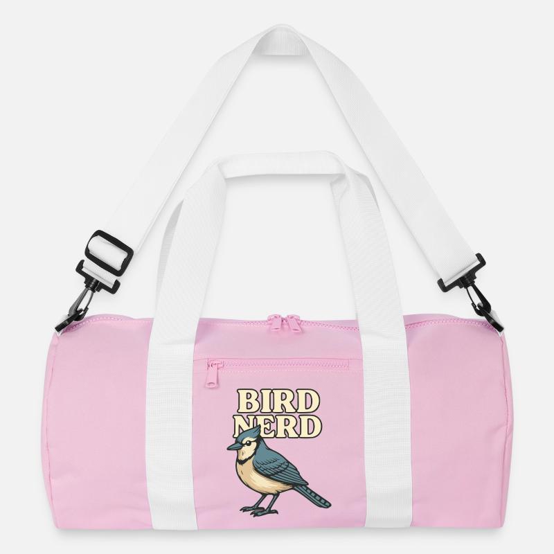 Vogel Nerd Motiv 2 - Recycelte Duffel Bag - Rosa/Weiß