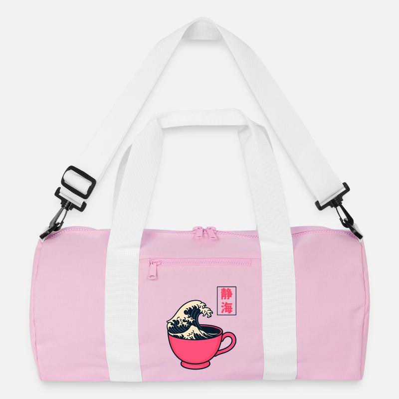 Die große Welle in der Teetasse - Recycelte Duffel Bag - Rosa/Weiß