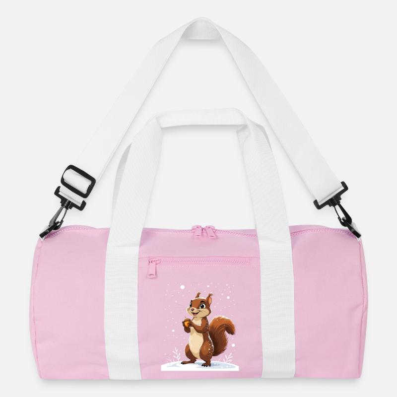 Winterliches Eichhörnchen mit Eichel Recycelte Duffel Bag