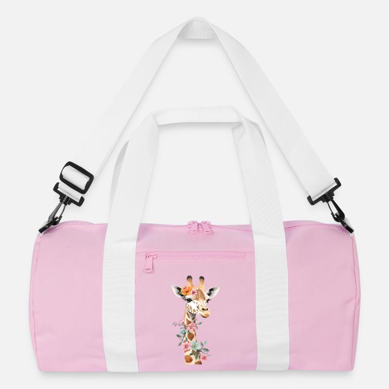 Giraffe mit Blumenkrone Recycelte Duffel Bag