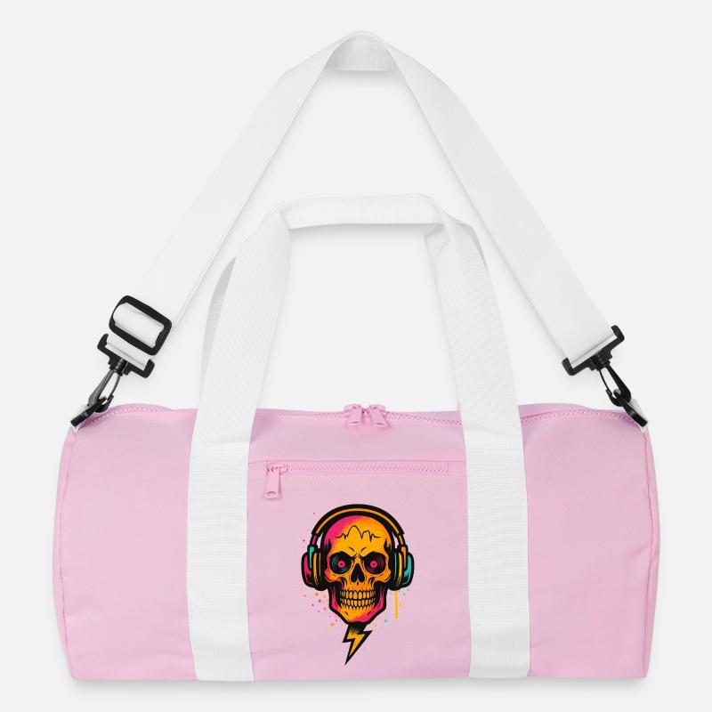 Neon Schädel DJ, Techno Rave, Kopfhörer Kunst Recycelte Duffel Bag