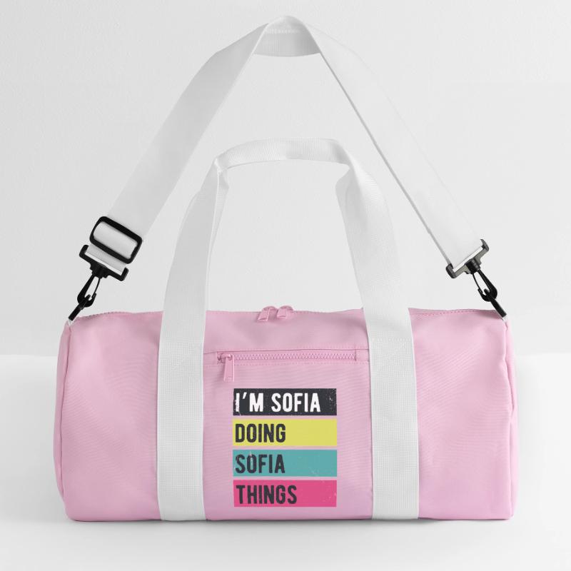 Ich bin Sofia und mache Sofia-Dinge in Retro-Farben Recycelte Duffel Bag