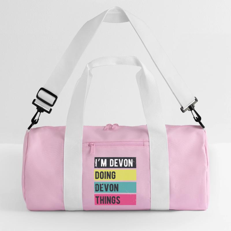I’m Devon Doing Devon Things Retro Colors Recycled Duffel Bag