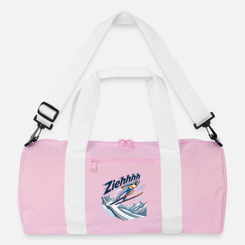 Ziehhhh Skispringen Flug durchs Stadion - Recycelte Duffel Bag - Rosa/Weiß