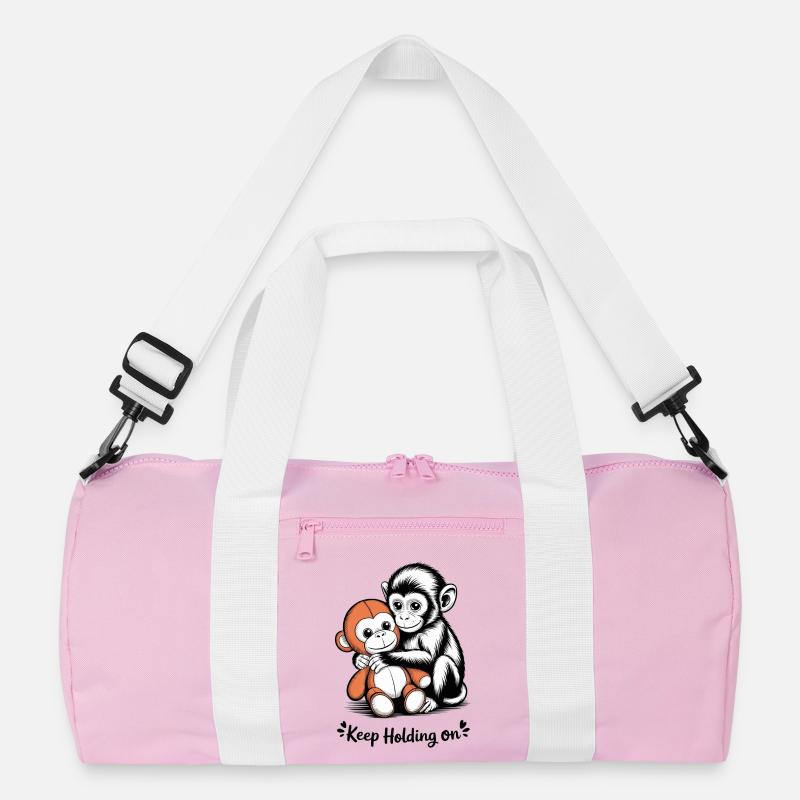 Monkey Hug Keeps Holding On Recycled Duffel Bag
