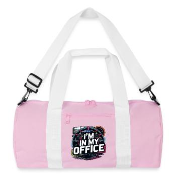 Ich bin in meinem Büro - Recycelte Duffel Bag - Rosa/Weiß - Vorne