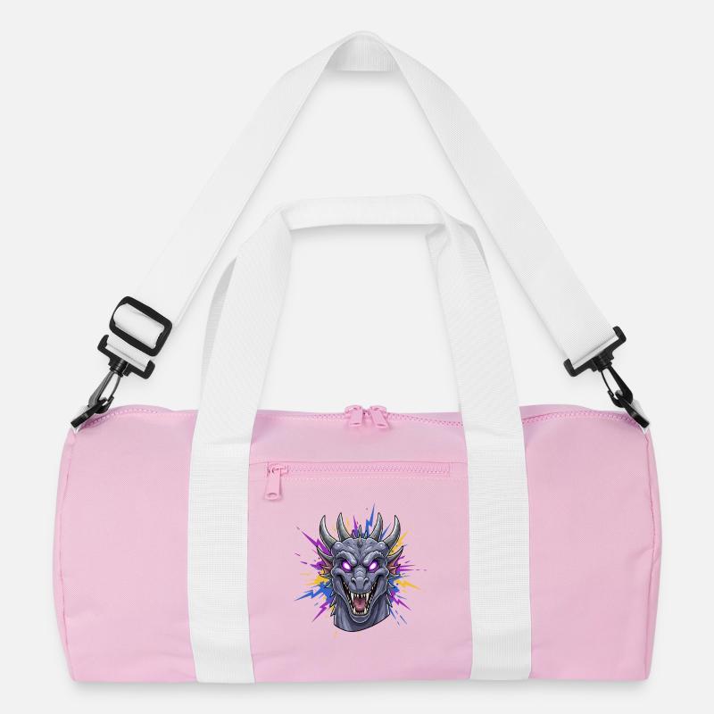 Neon-Drache Kopf mit Farbspritzern Recycelte Duffel Bag