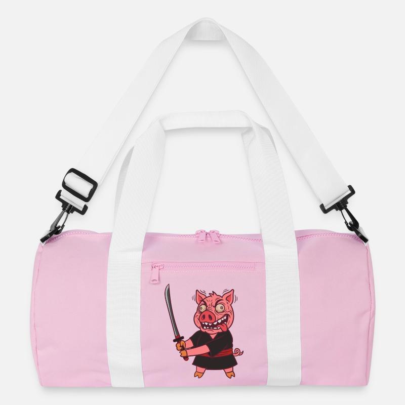 Crazy Samurai Pig with Sword Recycled Duffel Bag