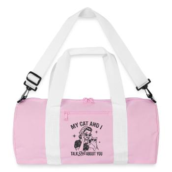 Katzengespräch im Retrostil Lästern Geschenk - Recycelte Duffel Bag - Rosa/Weiß - Vorne