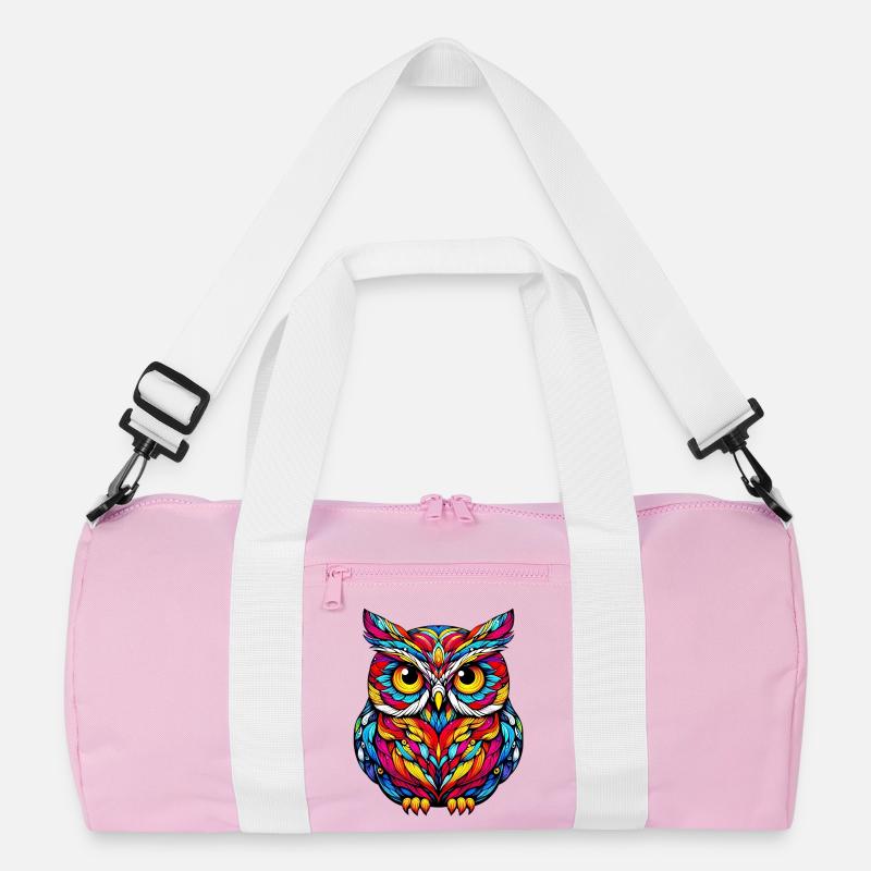 Eule - Recycelte Duffel Bag - Rosa/Weiß