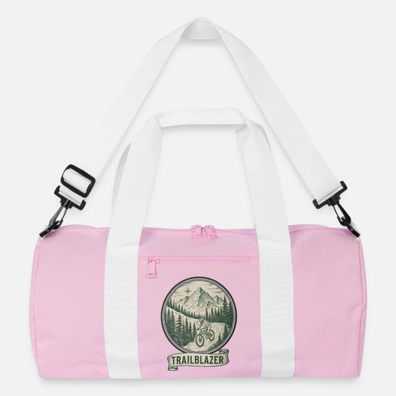 Trailblazer Mountainbiker Abzeichen - Recycelte Duffel Bag - Rosa/Weiß