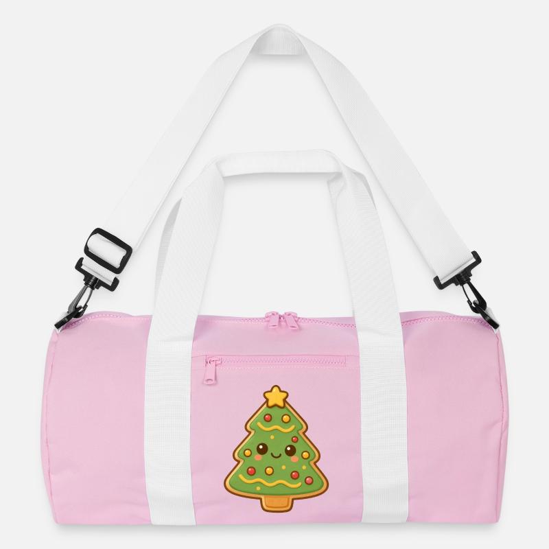 Weihnachtsbaum Keks - Recycelte Duffel Bag - Rosa/Weiß