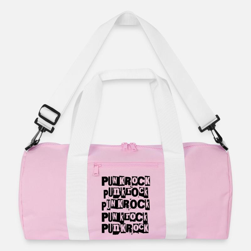 Punk Rock Bold Distressed Typography design Recycled Duffel Bag
