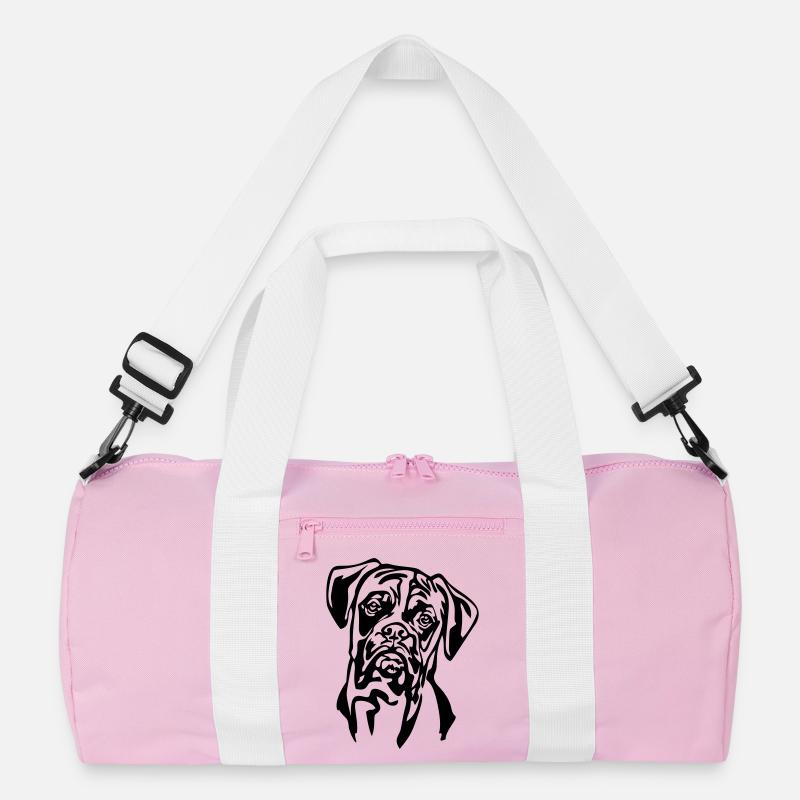 Boxer Kopf - Recycelte Duffel Bag - Rosa/Weiß