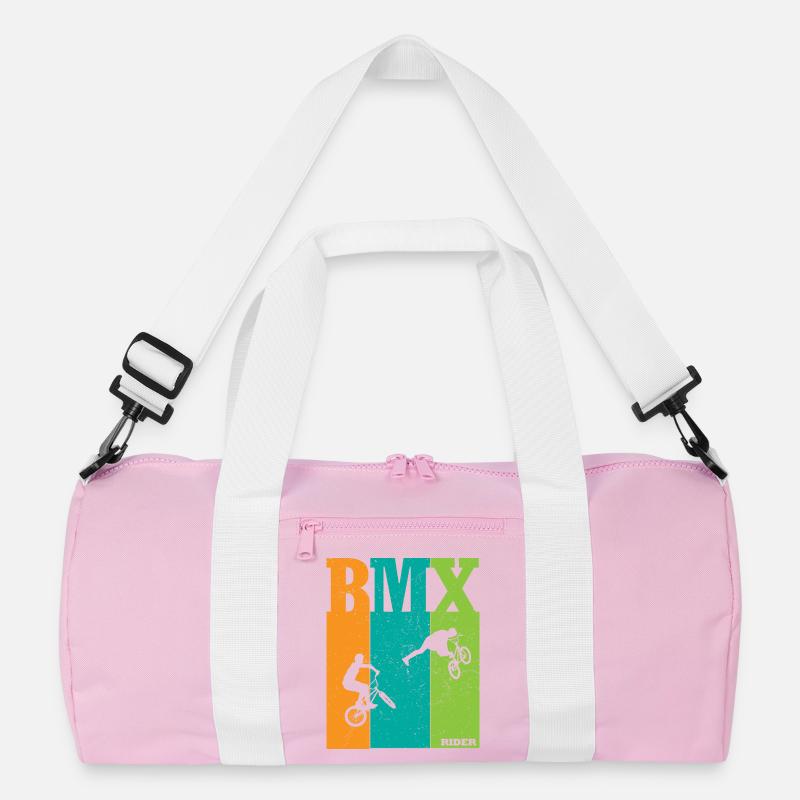 BMX Farbblock Rider Silhouetten - Recycelte Duffel Bag - Rosa/Weiß