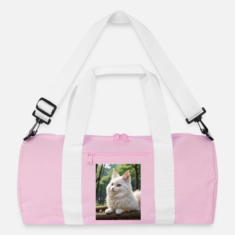 Süße Katze - Recycelte Duffel Bag - Rosa/Weiß