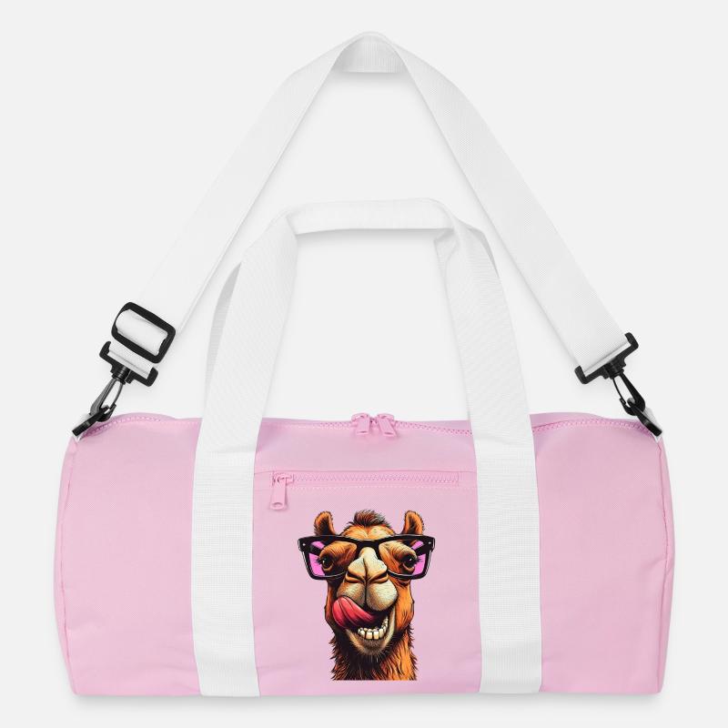 Kamel - Recycelte Duffel Bag - Rosa/Weiß