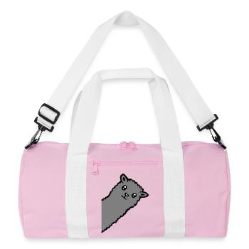 Tête de lama en alpaga gris curieux drôle de look - Sac de sport recyclé - rose/blanc - Devant
