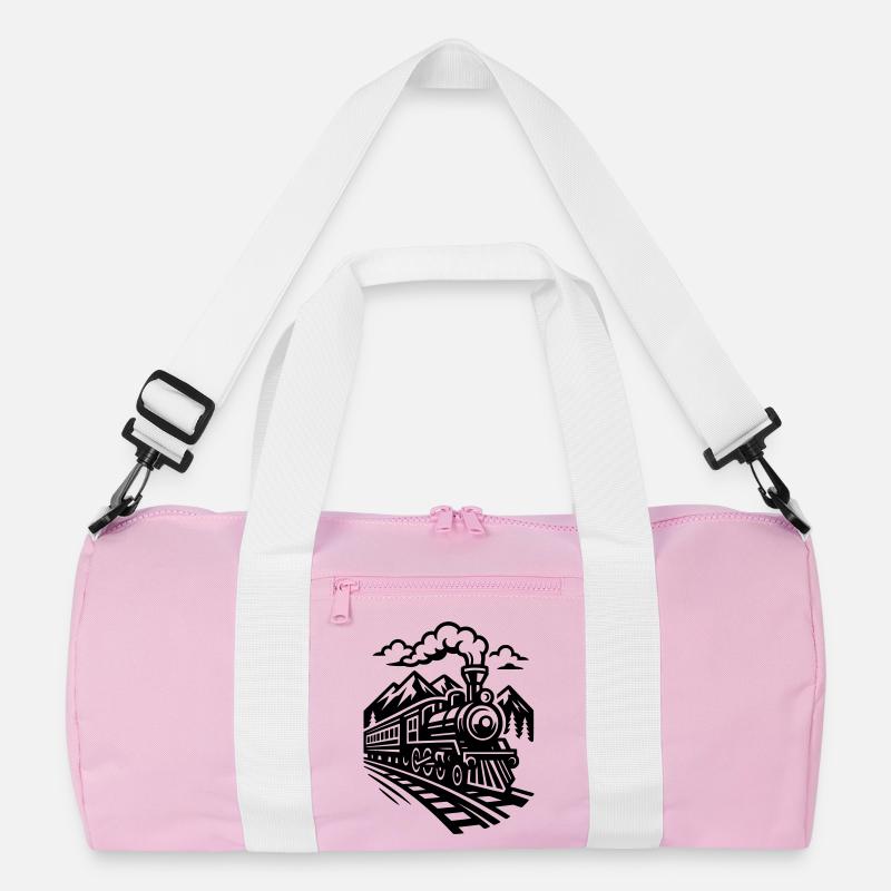 Lokomotive  - Recycelte Duffel Bag - Rosa/Weiß
