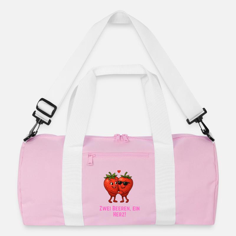 Zwei Beeren ein Herz - Erdbeeren Paar Recycelte Duffel Bag