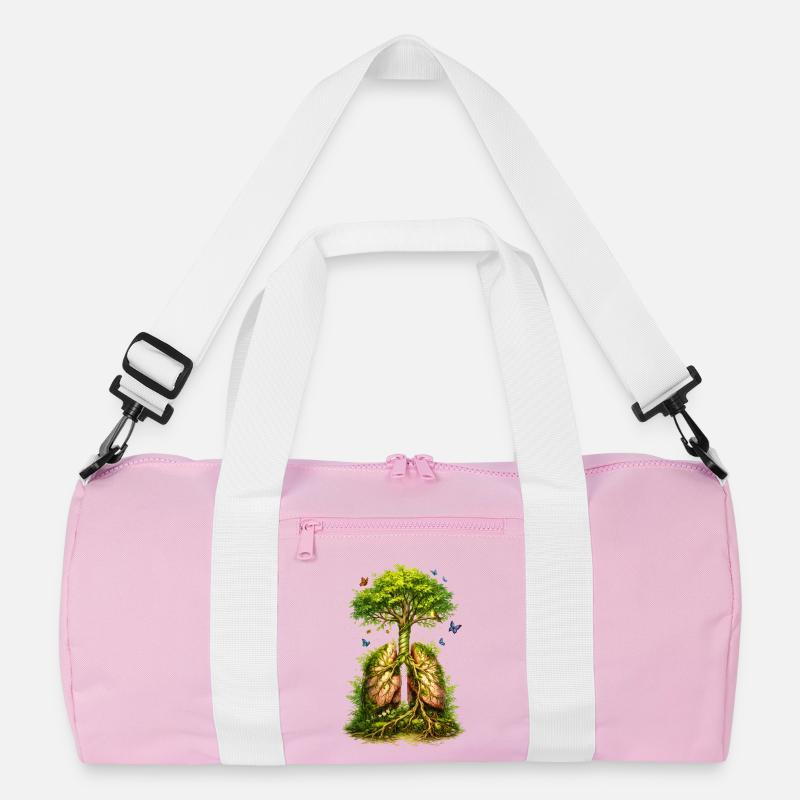 Tree grows from green lungs Recycled Duffel Bag