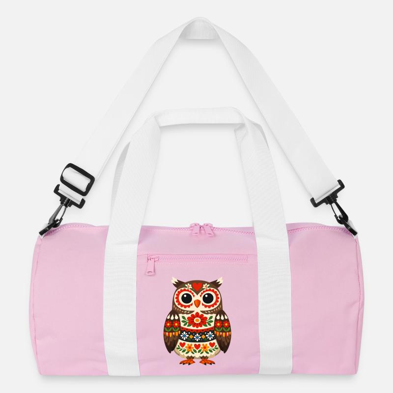 Bunte Eule im Volksstil Recycelte Duffel Bag