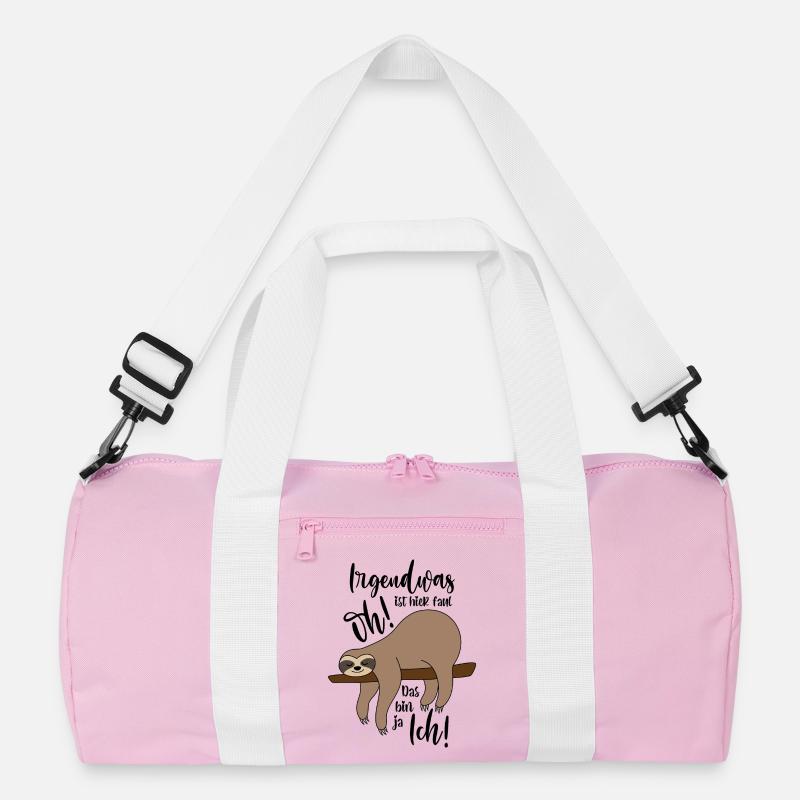 Faultier Irgendwas ist hier faul - Recycelte Duffel Bag - Rosa/Weiß