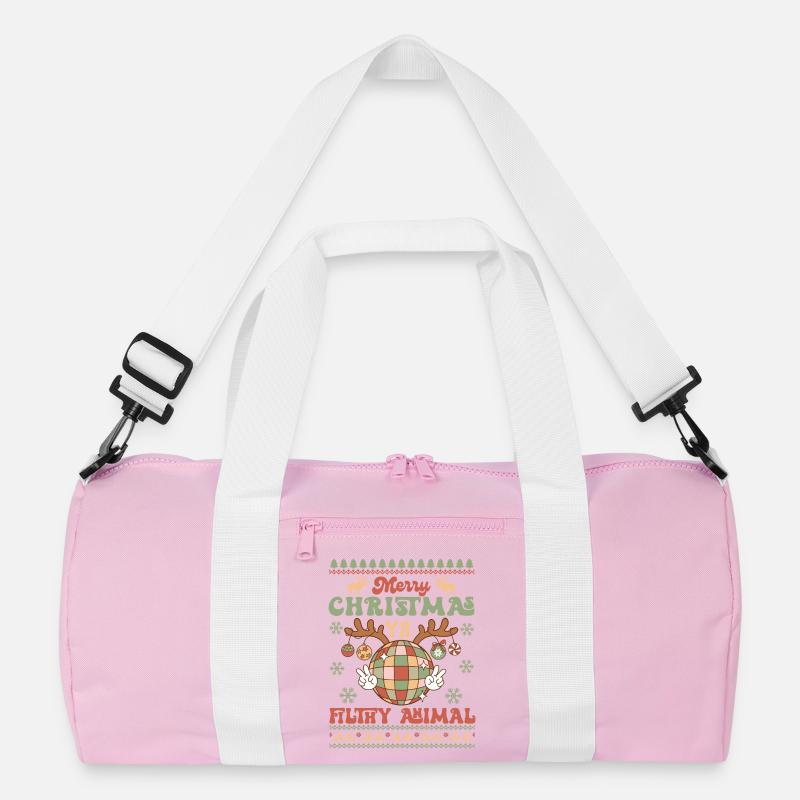 Hässlicher Weihnachtspullover - Recycelte Duffel Bag - Rosa/Weiß