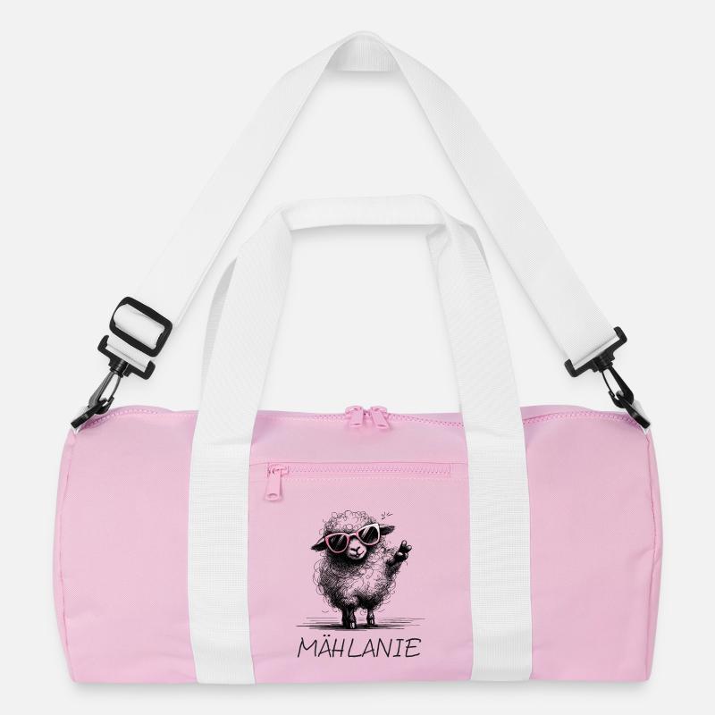 mählanie melanie meli melli schaf name lustig2 - Recycelte Duffel Bag - Rosa/Weiß