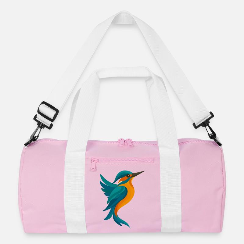 Stilisierter Eisvogel-elegante Form in Blau-Orange Recycelte Duffel Bag