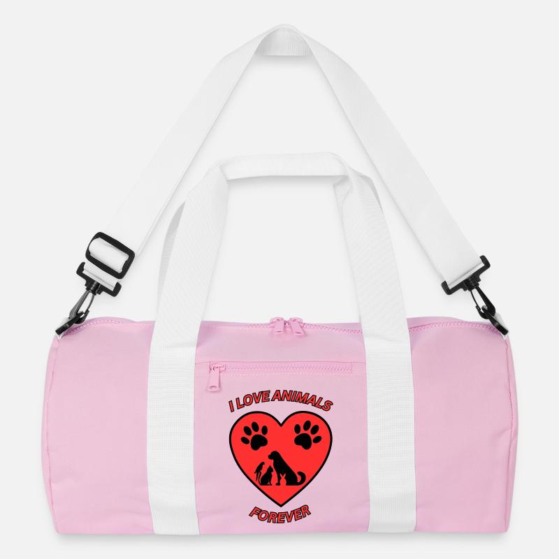 Tierliebe - Recycelte Duffel Bag - Rosa/Weiß