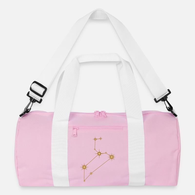 Sternbild Löwe Sternzeichen Sternzeichen Golden - Recycelte Duffel Bag - Rosa/Weiß