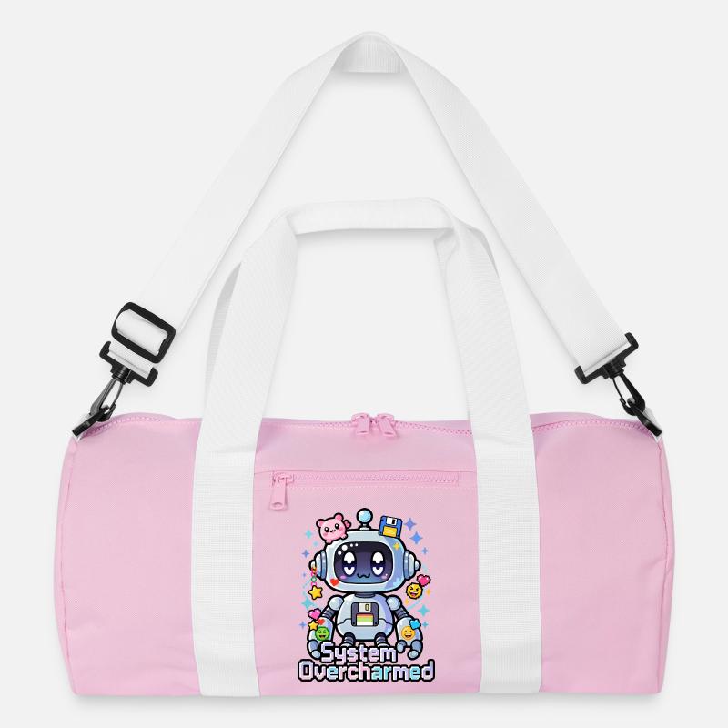 🤖 - System Overcharmed – Roboter mit digitalen Charms - Recycelte Duffel Bag - Rosa/Weiß
