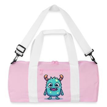8-Bit Cute Pixel Monster Retro 90s Style - Recycled Duffel Bag - pink/white - Front