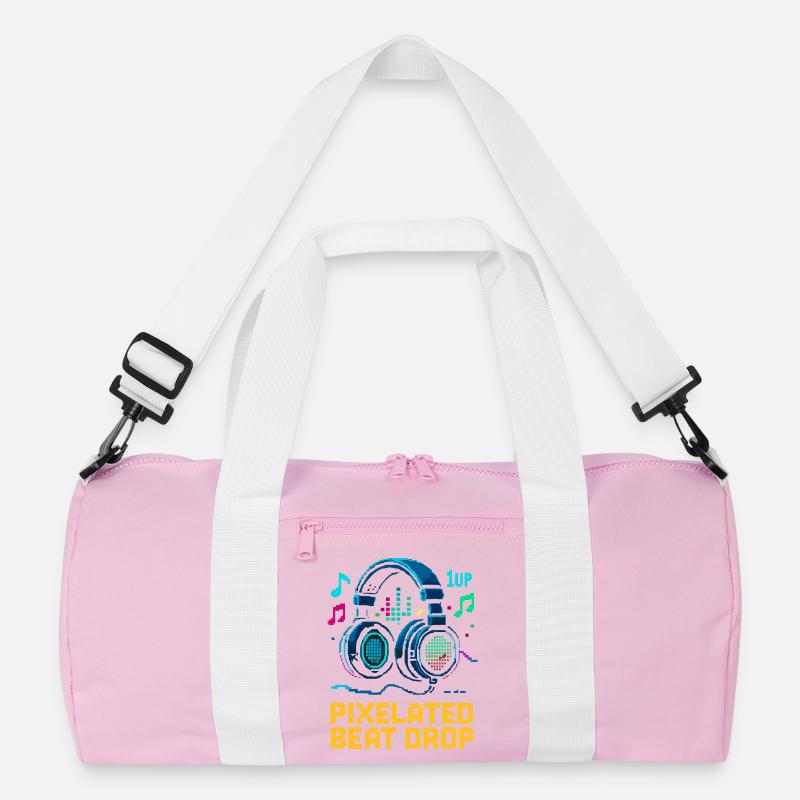 PIXELATED BEAT DROP Retro Pixel Kopfhörer 1UP Recycelte Duffel Bag