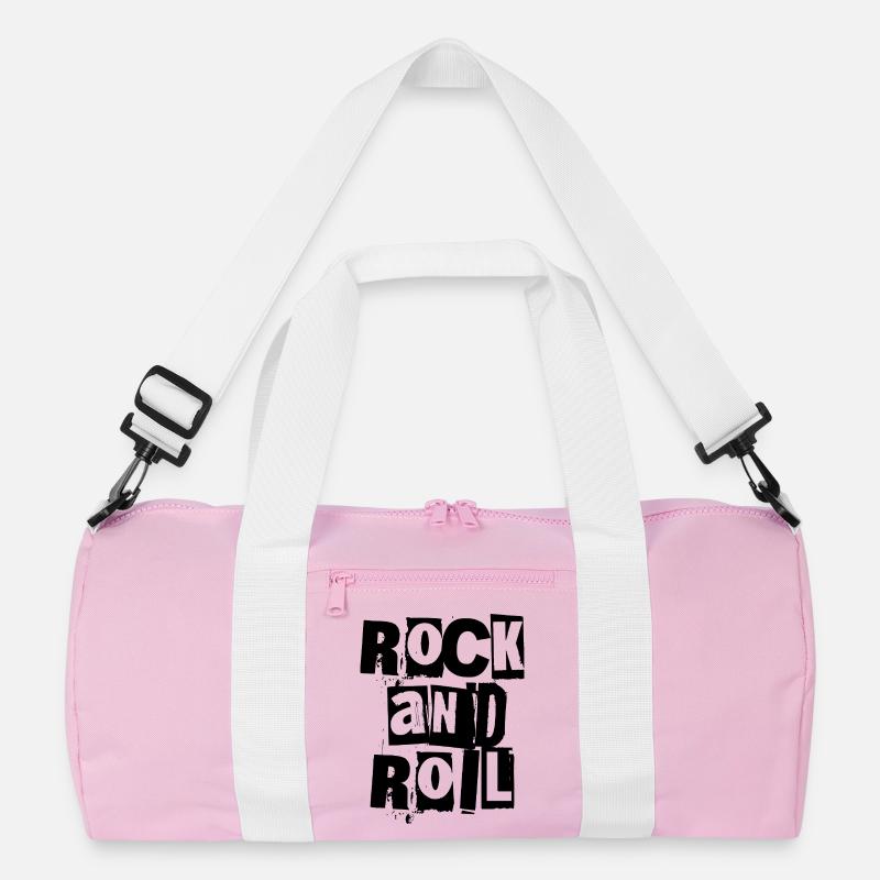 Rock and Roll bold and distressed logo design Recycled Duffel Bag