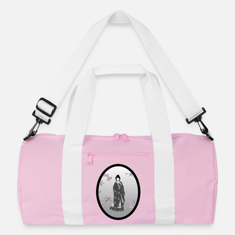 chine_fleurs_transparentes - Recycelte Duffel Bag - Rosa/Weiß