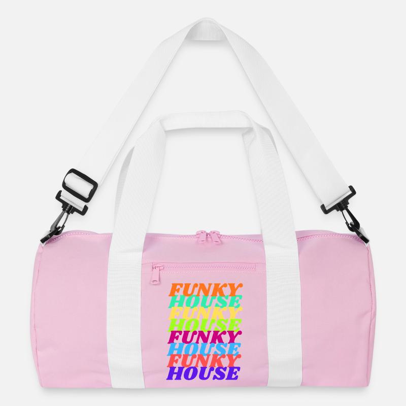 Funky House Vibes - Recycelte Duffel Bag - Rosa/Weiß