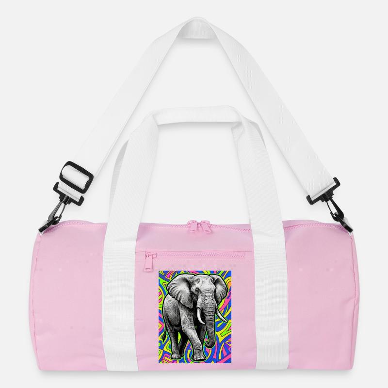 Elefant - Recycelte Duffel Bag - Rosa/Weiß