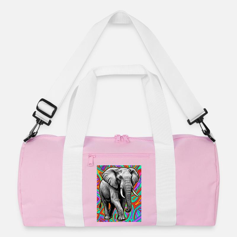 Elefant - Recycelte Duffel Bag - Rosa/Weiß
