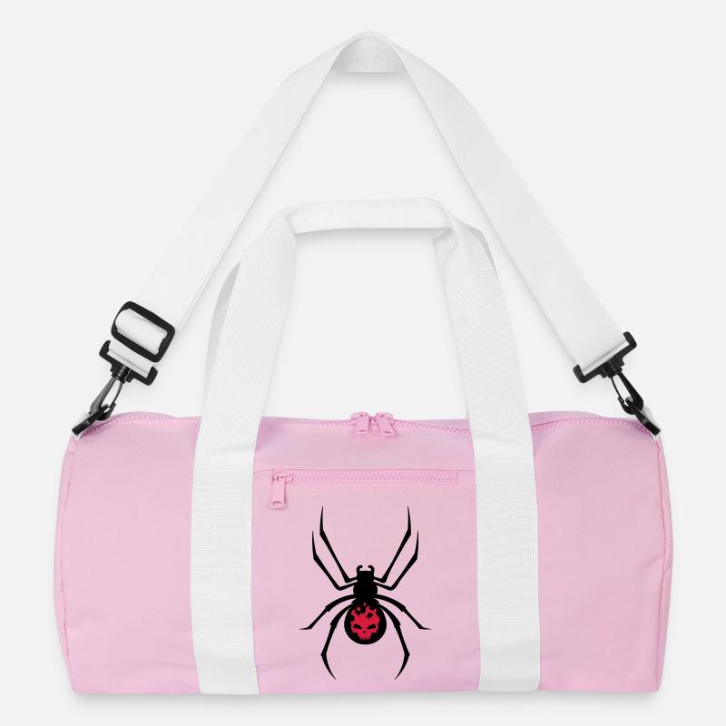 Schwarze Spinne mit Skull Muster - Recycelte Duffel Bag - Rosa/Weiß