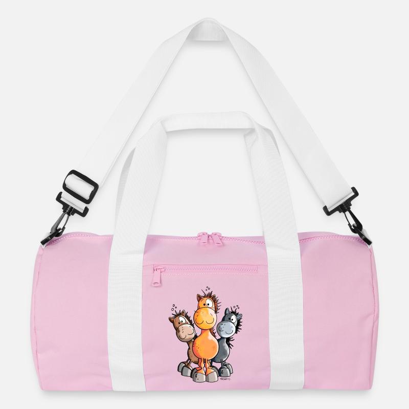 Süßes Pferde Trio - Recycelte Duffel Bag - Rosa/Weiß